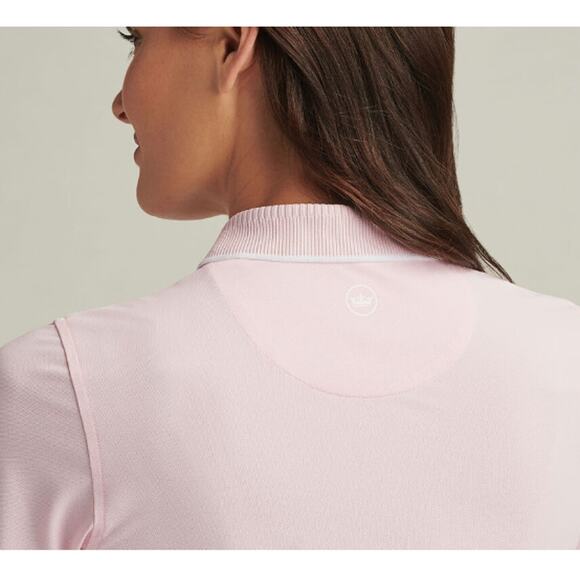 Peter Millar Women's Pink Whitworth Sport Mesh Short-Sleeve Polo Tee Size M - Picture 8 of 9